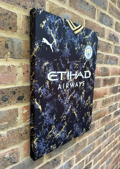 Manchester City 2022/23 Treble Winners Special Edition Football Shirt Memorabilia Canvas