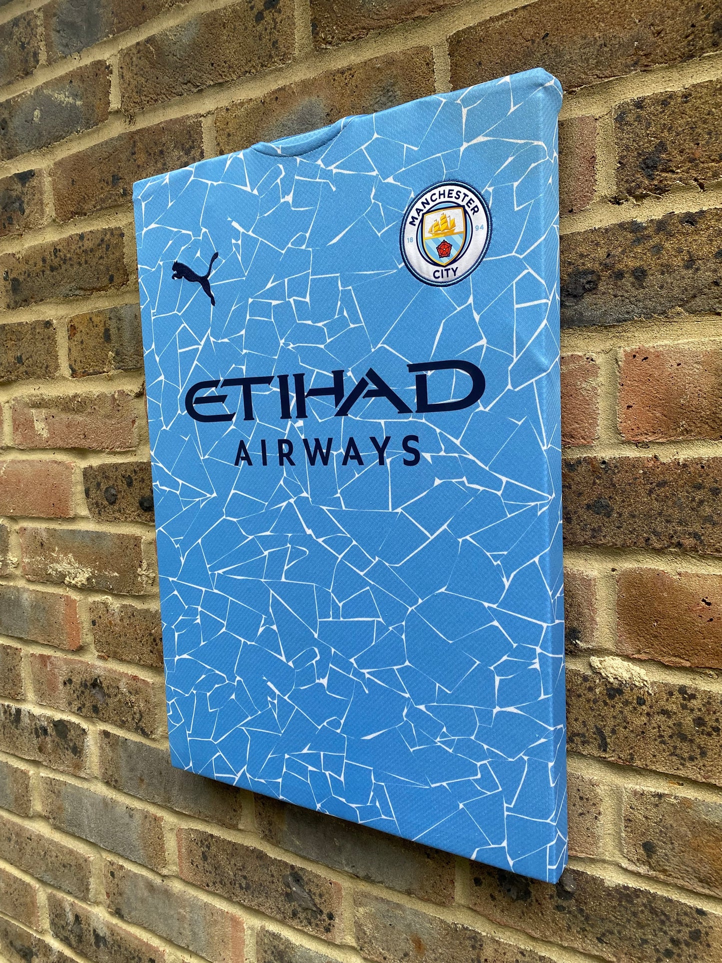 Manchester City Home 2020/21 Football Shirt Memorabilia Canvas