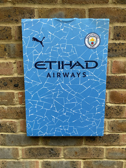 Manchester City Home 2020/21 Football Shirt Memorabilia Canvas