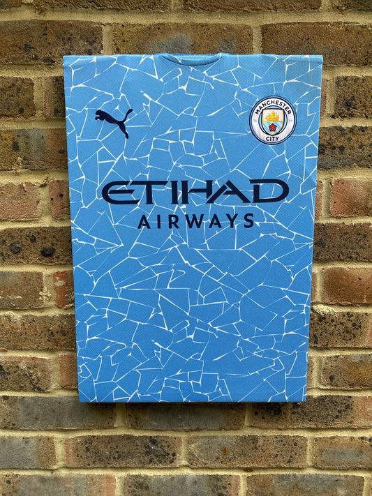 Manchester City Home 2020/21 Football Shirt Memorabilia Canvas