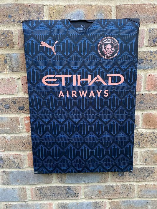 Manchester City 2020/21 Away Football Shirt Memorabilia Canvas