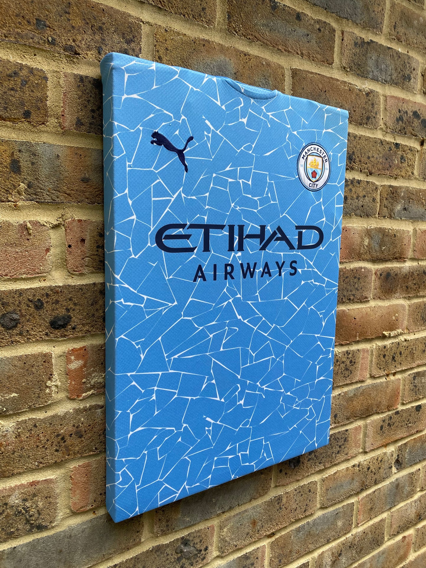 Manchester City Home 2020/21 Football Shirt Memorabilia Canvas