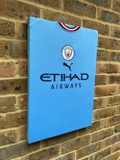Manchester City 2022/23 Home Football Shirt Memorabilia Canvas