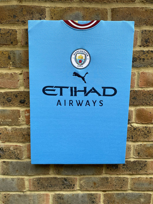Manchester City 2022/23 Home Football Shirt Memorabilia Canvas